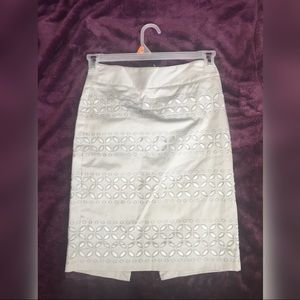 White House & Black Market Silver Lace Skirt